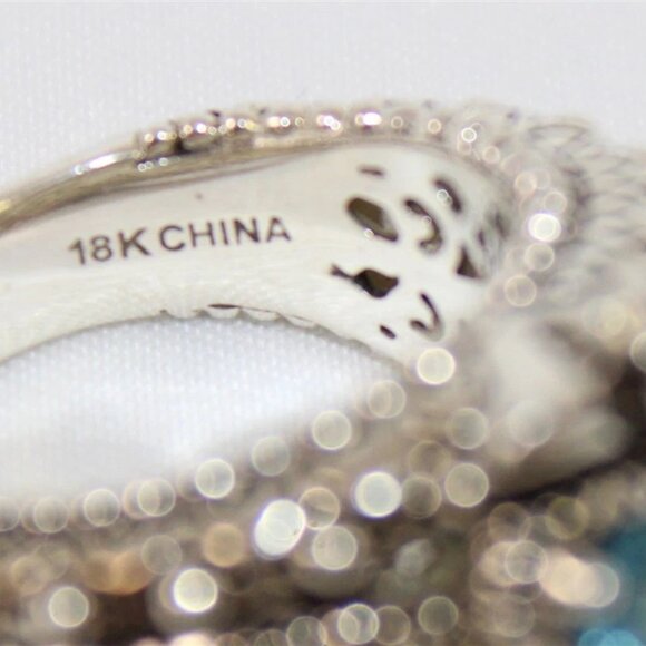 Barbara Bixby Sterling Silver & 18K Blue Topaz Flower Fashion Ring Size 6.25 - Picture 7 of 10